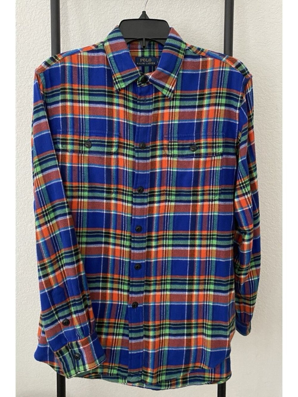 Polo Ralph Lauren Women Plaid Long Sleeve Flannel Shirt Blouse Large Cotton